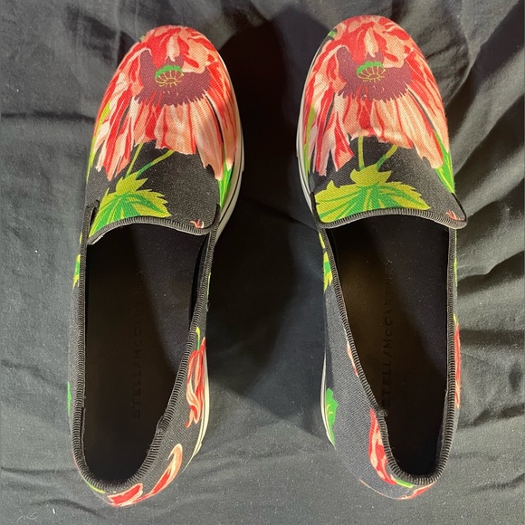 Stella McCartney Women's Sneakers Binx Pink Floral Canvas Platform Slip On - Picture 5 of 15